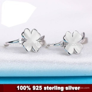 CYL022 100% real pure Genuine 925 Sterling Silver Earrings For Women clover hoop earrings girls 9mm nickel Allergy free earrings